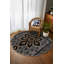 Gretell Collection Digital Print Cotton-Polyester Grey Floral Rug-1456198626