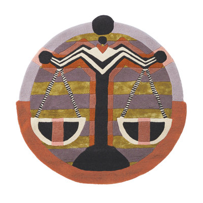 Hand Tufted Abstract Area Rug in Orange/Black/Gold/Purple