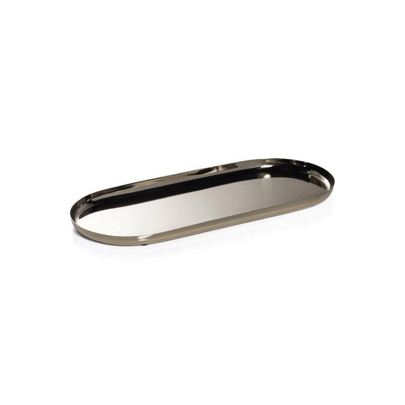 Plateau en acier Joss & Main Wanita, H 0,5 po x l 6 po x P 13,25 po, Or
