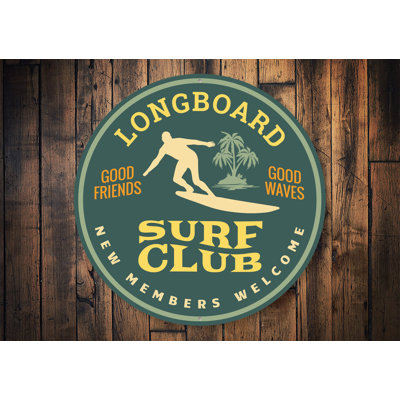 Longboard Surfing Aluminum Sign
