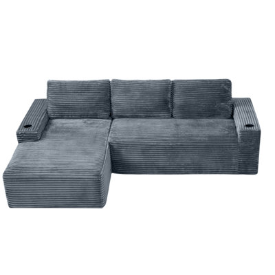 Canapé modulaire 104 po Cloud, canapé modulaire moderne avec assise profonde, canapé en velours côtelé avec méridienne en L pour salon