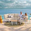 Ensemble de conversation de patio en aluminium demi-lune pour 5 personnes avec coussins et table basse-669800944-669800958