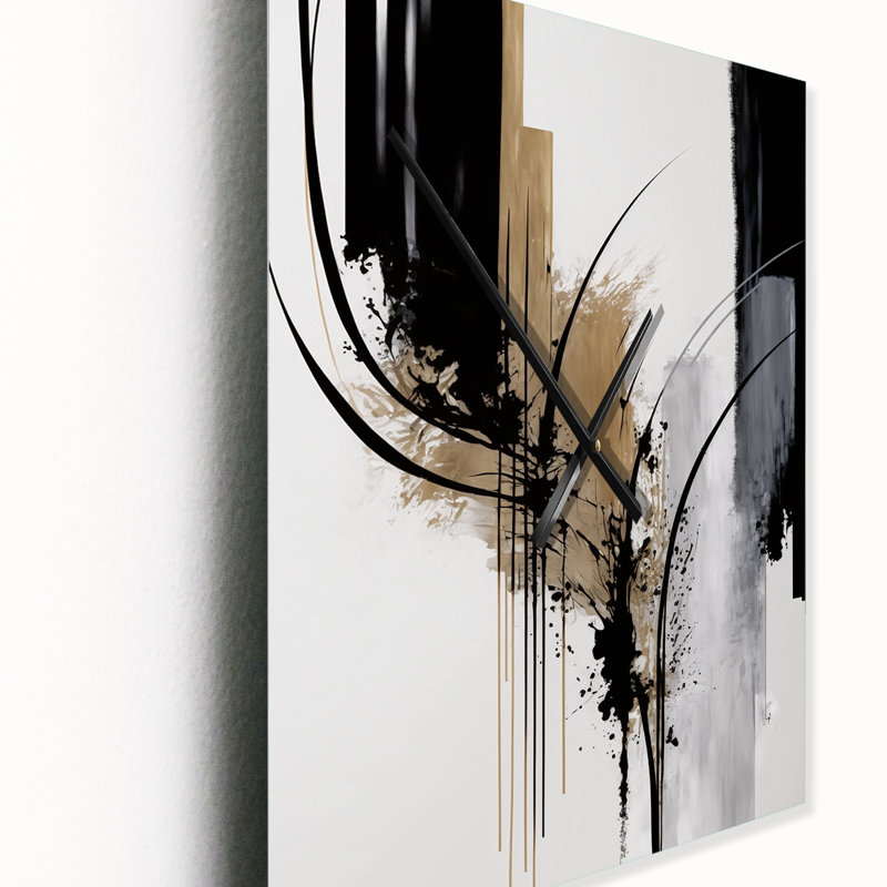 Horloge murale moderne noire et dorée II, H 28 po x l 12 po x P 1 po