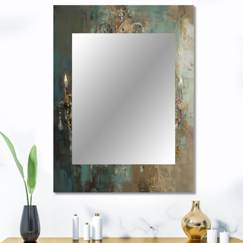 Grand Chandelier Showcase III - Fashion Chandelier Wall Mirror, Glam Decorative Mirror, Printed Metal Art, 40" x 30"