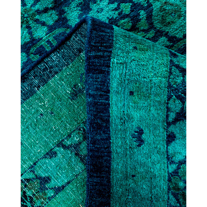 Tapis unique turquoise / bleu / gris 12 pi 1 po x 18 pi 7 po Bloomington