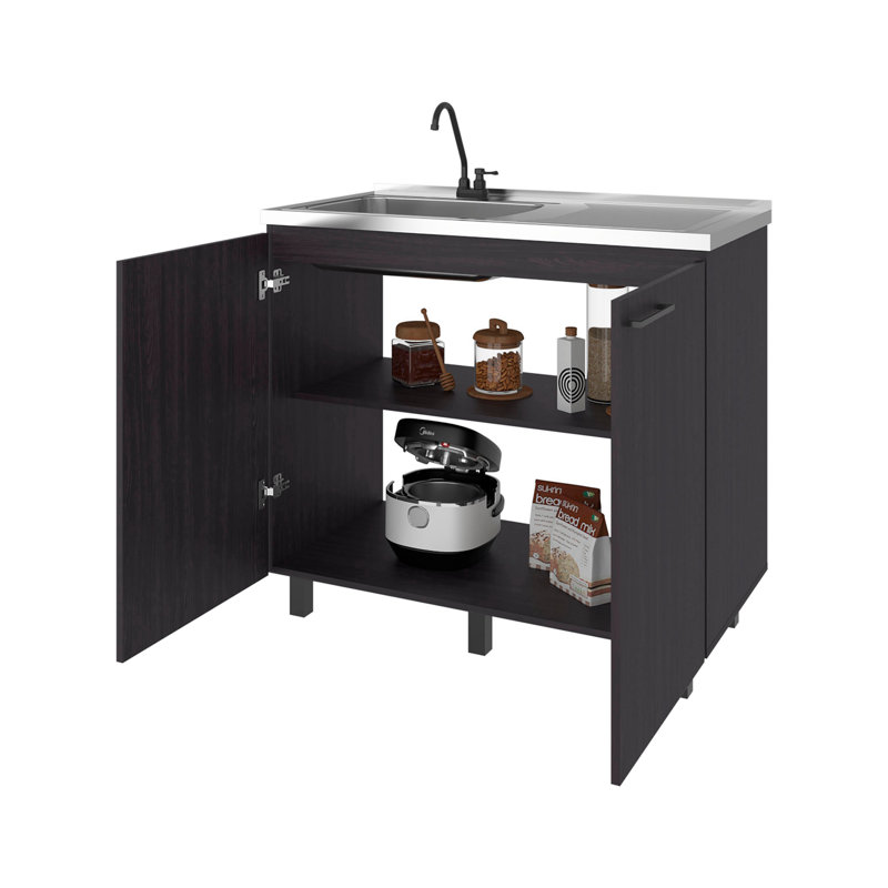 Armoire utilitaire Wenge Gold avec 2 portes et 3 tablettes