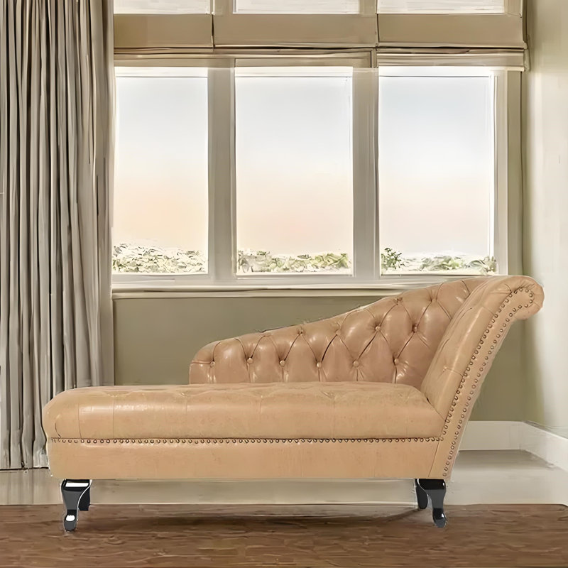 Chaise longue décontractée rétro Elegance, Orienté à droite, Tawny
