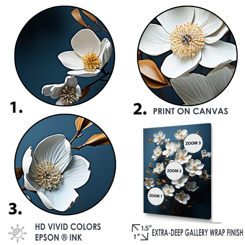 Dogwood Blossoms In Gray Tones II sur toile, Cadre simple noir, H 32 po x l 24 po x P 1 po