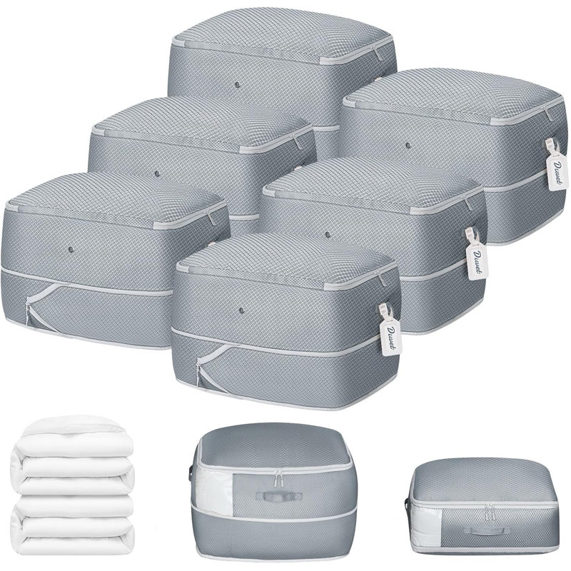 Compression Storage Bags 6-Pack - Large Capacity Space Saving Vacuum Bags For Blankets, Comforters, Bedding & Seasonal Clothes With Clear Window & Handles
