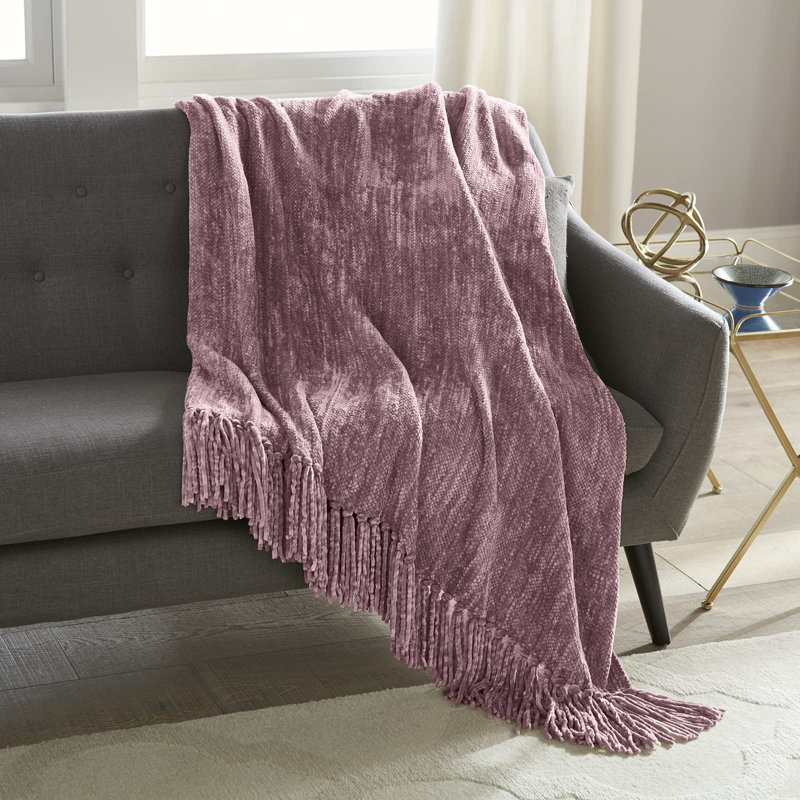 Crafted by Catherine Mauve Heavyweight Chenille Throw 50" x 60" Hand Wash Only, Mauve