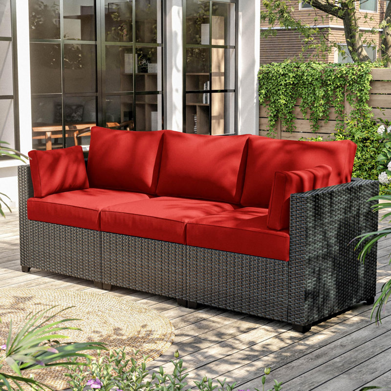 Wynee 8Pcs Outdoor Cushions Patio Furniture Cushions Replacement Set For 3 Seats, Red