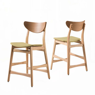 Ensemble de tabourets de bar rembourrés en tissu avec structure et dossier en bois