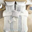 Édredon pour grand lit en coton - Remplissage de chenille géométrique blanc / bleu marine 2 taies décoratives incluses-119384060-119384062