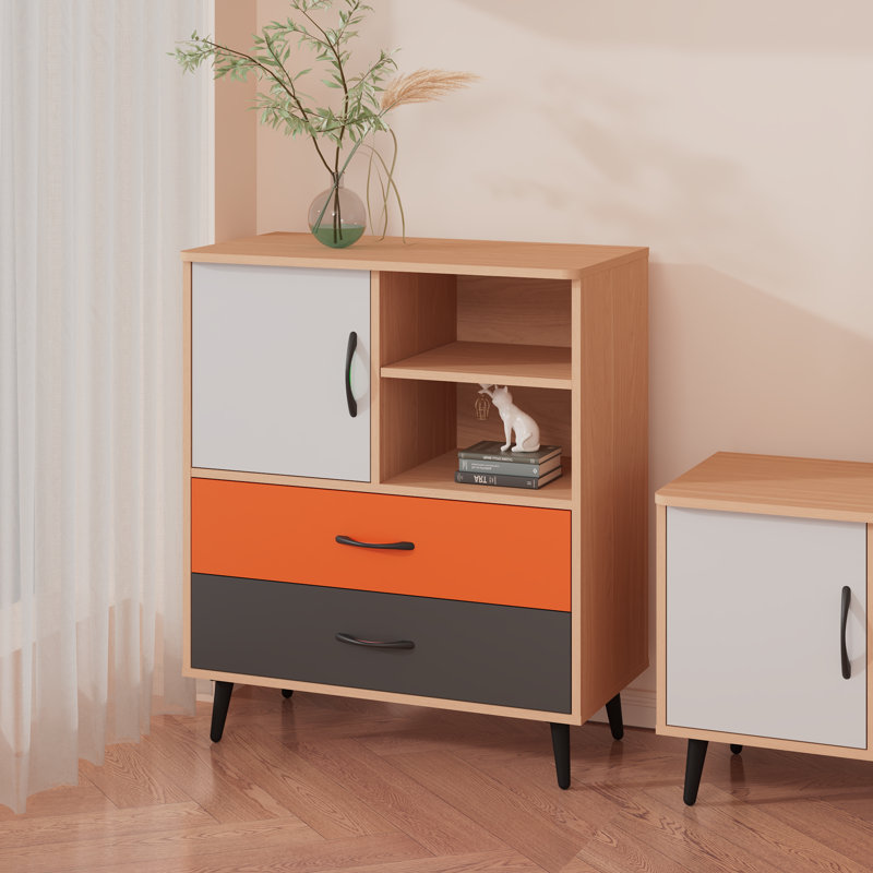 Buffet Buffet avec 2 tiroirs et compartiment ouvert, armoire de rangement pour le salon de la cuisine à domicile