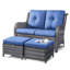 Causeuse d'extérieur de 52,7 po de largeur avec 2 repose-pieds et coussins Bonia-1627698327-1661206726