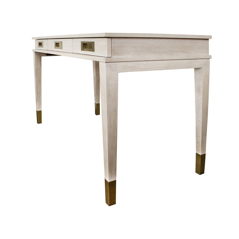 Contemporary Matte White 52" Home Office Desk with 3 Drawers