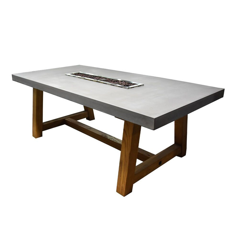 Rectangle Concrete Smokeless Fire Pit Table, Propane