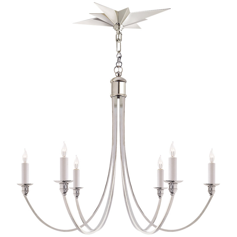 Venetian 6 - Light Chandelier, Polished Nickel