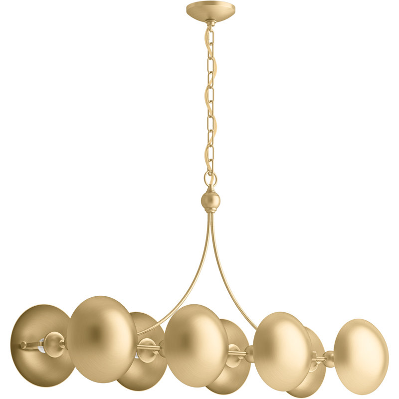 Vorleigh Eight-Light Linear Chandelier, Brushed Modern Brass