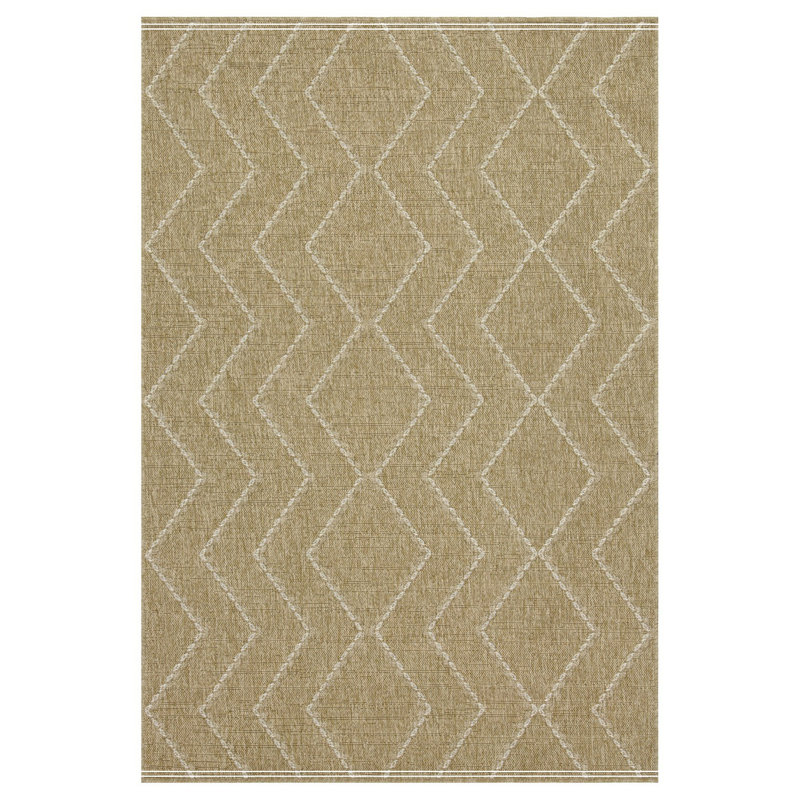 Jute/White Indoor/Outdoor Area Rug, Runner 2'7" x 7'3"