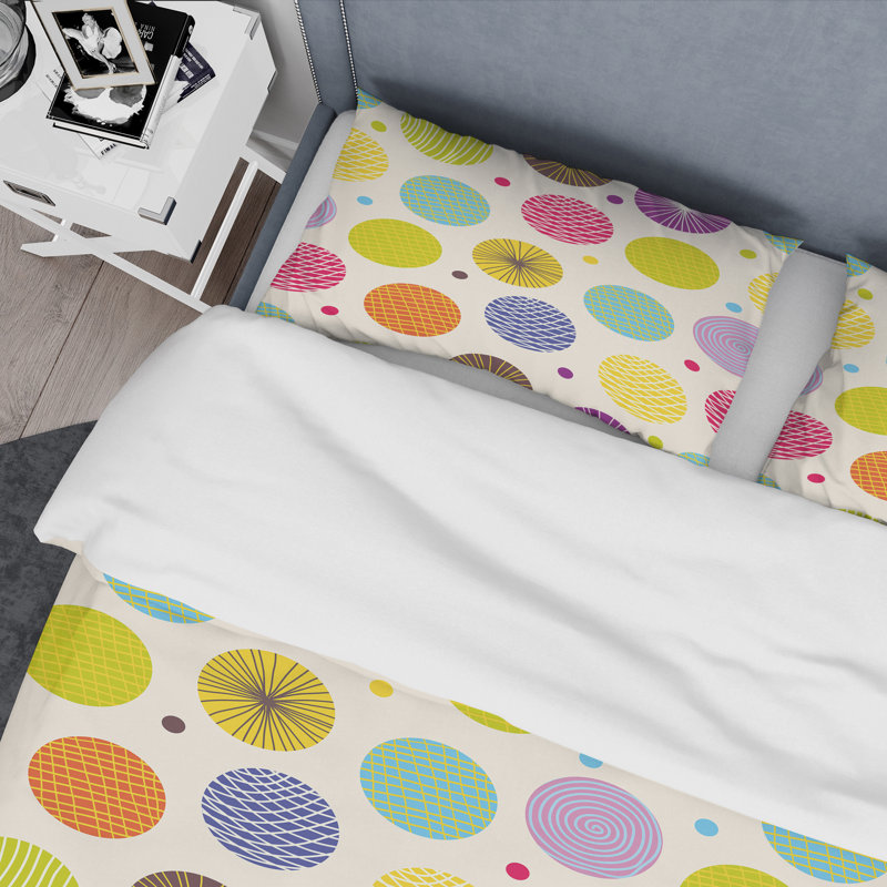 Ensemble de housse de couette en microfibre jaune / vert / bleu 3 pièces, Housse de couette double / grand + 2 taies décora