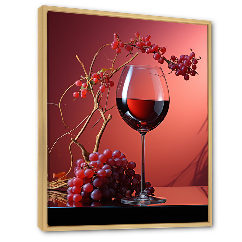 «Magenta Wine Glass Mystery», reproduction d'art sur toile, Cadre naturel flottant, H 40 po x l 30 po