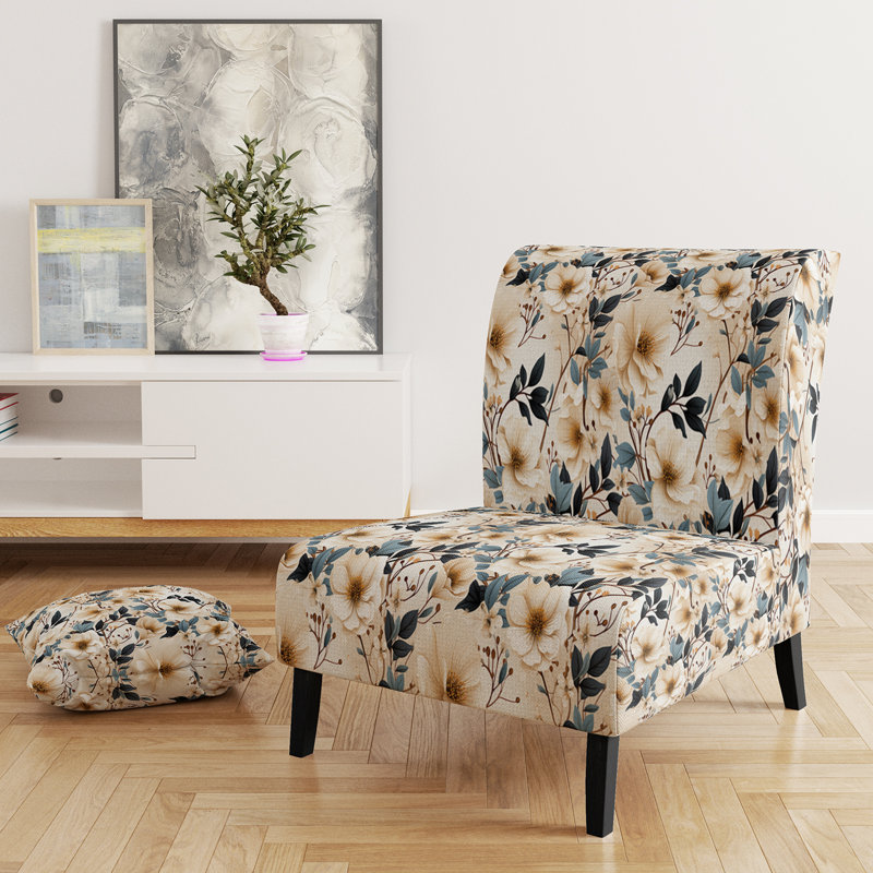 Fauteuil de chambre rembourré White Elegance Minimalist Floral I