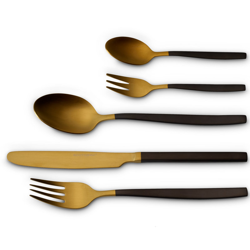 Positano 30 Piece Cutlery Set, Service for 6, Gold/Black