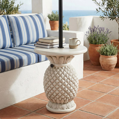 Table d'appoint en forme d'ananas, base de parasol pour patio extérieur