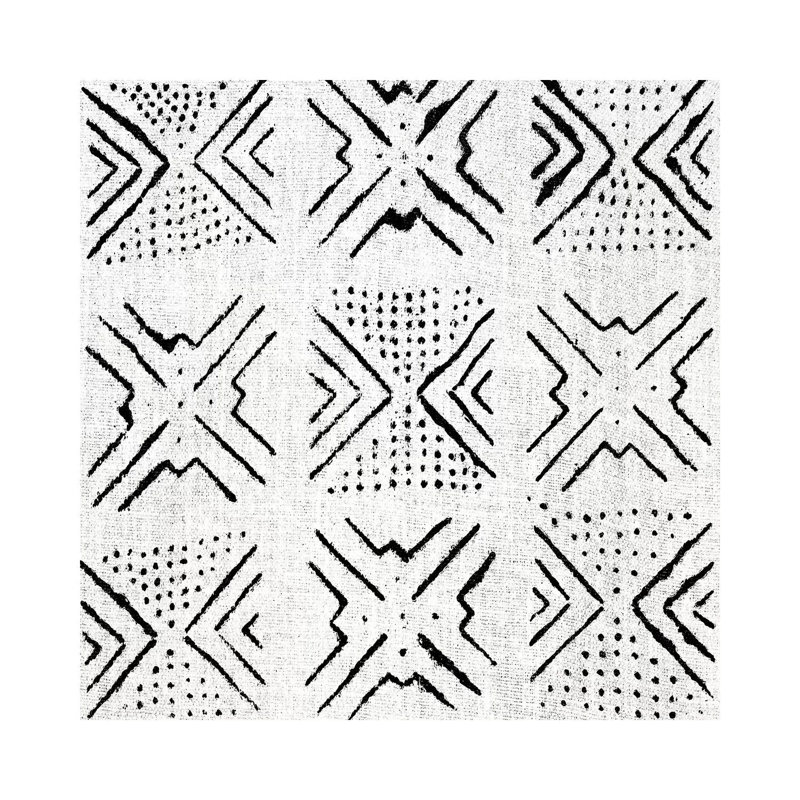 Mudcloth White Geometric Design IV by Ellie Roberts - Wrapped Canvas Painting, 30.48 cm H x 30.48 cm W