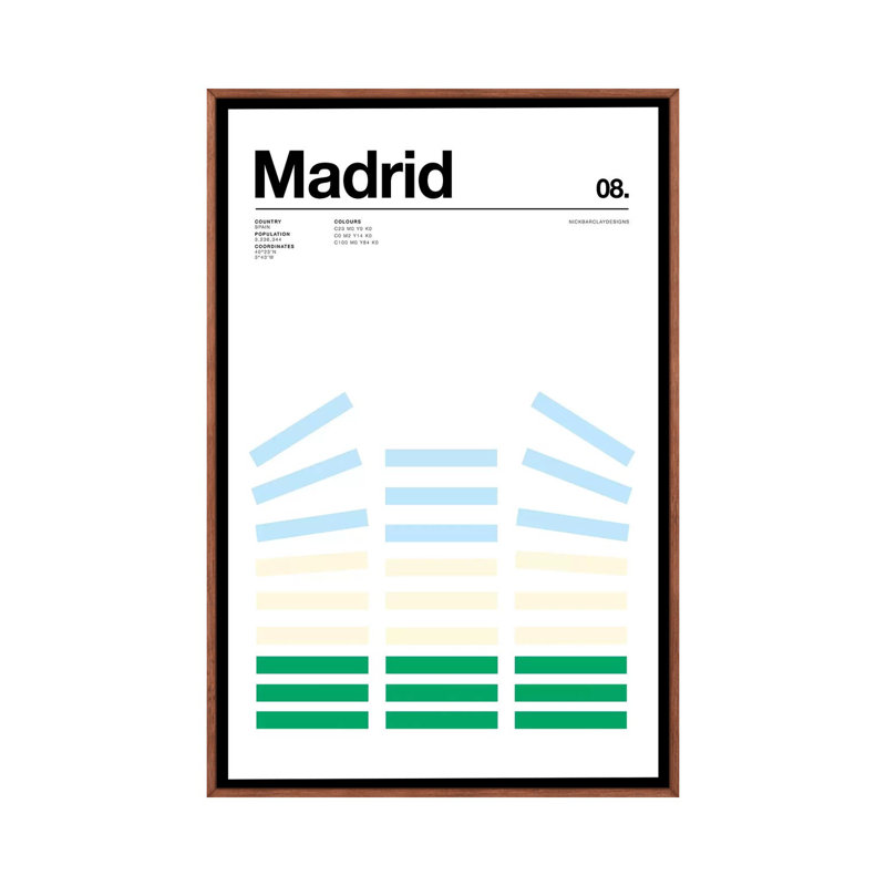 Madrid by Nick Barclay - Print on Canvas, Classic Brown Wood Framed, 101.6 cm H x 66.04 cm W