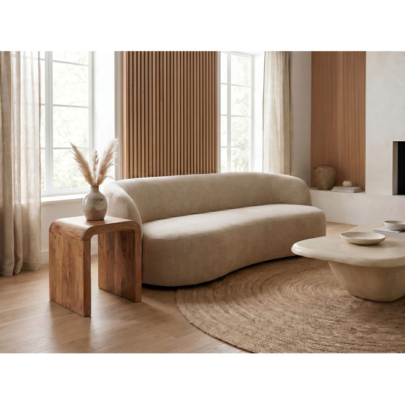 C-Shaped Acacia Solid Wood Side Table