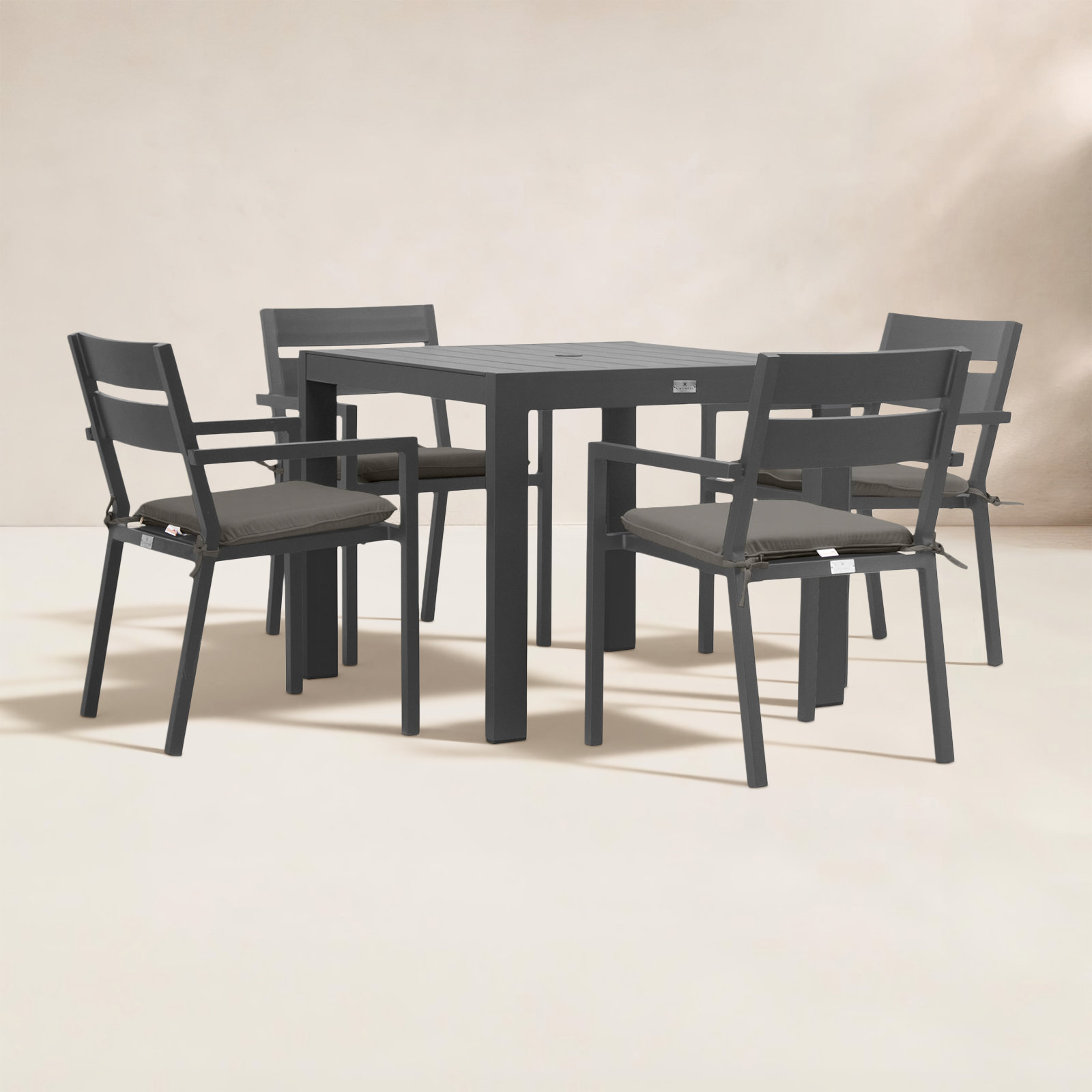 Eartha 36" Patio Dining Set, Slate Gray, Canvas Regatta Sunbrella® Canvas