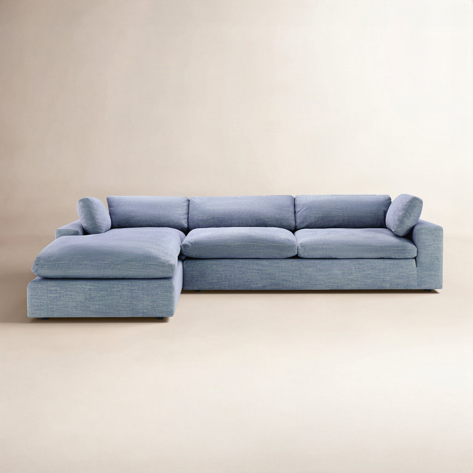 Asher Sofa and Chaise, Left Hand Facing, Brent Dark Gray Performance Chenille