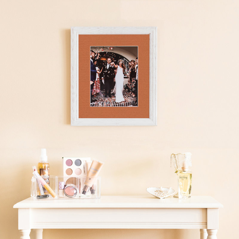 Wood Matte Picture Frame with Mat, Red Orange