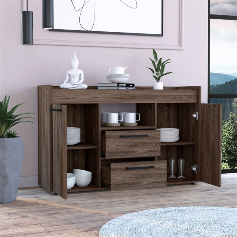 Buffet 2 tiroirs Chapella Noyer foncé