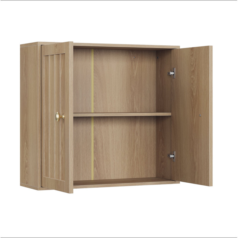 Armoire de salle de bain murale, armoire à pharmacie à double porte avec conception rainurée verticale, armoire de rangement murale pour salle de bain, salle de bain et couloir