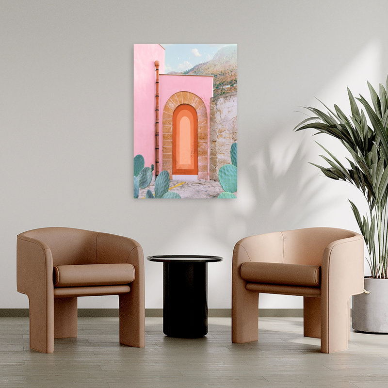Art contemporain, paysage contemporain abstrait, oiseau, cactus, paysage de montagne, H 36 po x l 24 po