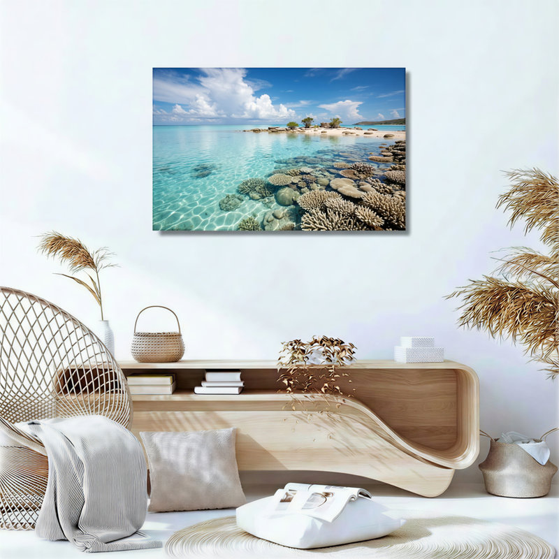 Plage tropicale, reproduction d'art sur toile, ensemble de 1, H 36 po x l 48 po, Toile tendue