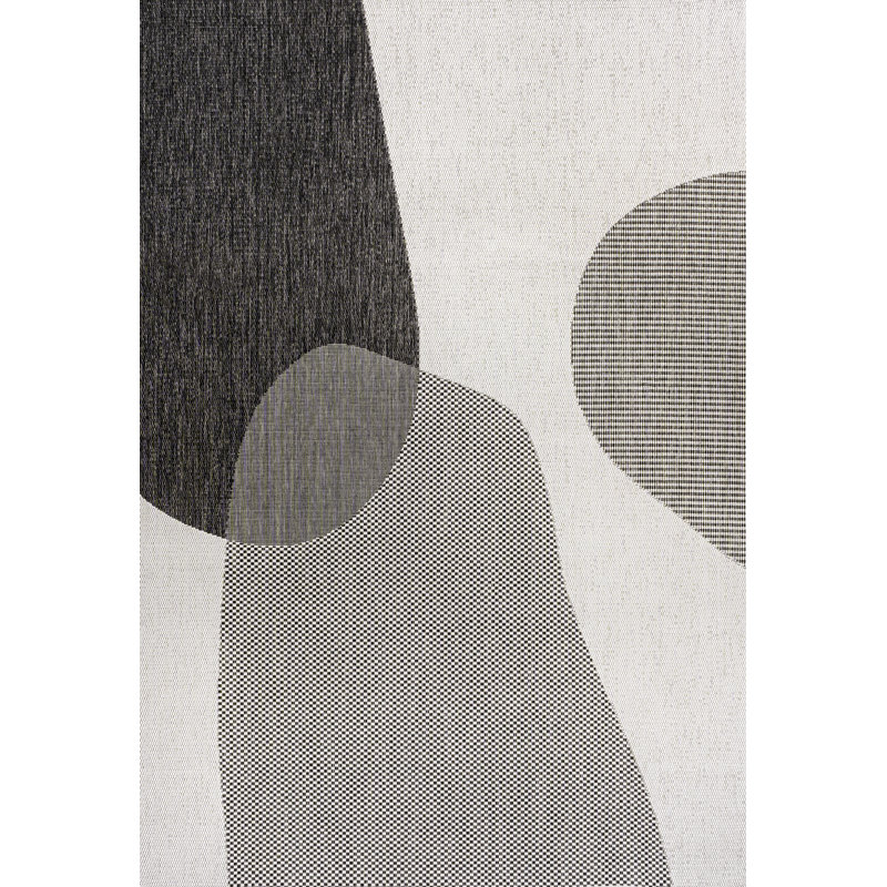 Daniel Modern Geometric Organic Shapes Cream/Black Indoor/Outdoor Rug, Rectangle 5'3" x 7'7"