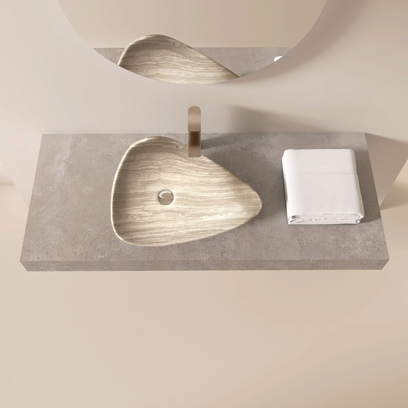 21" Freestanding Irregular Engineered Stone Vessel Sink