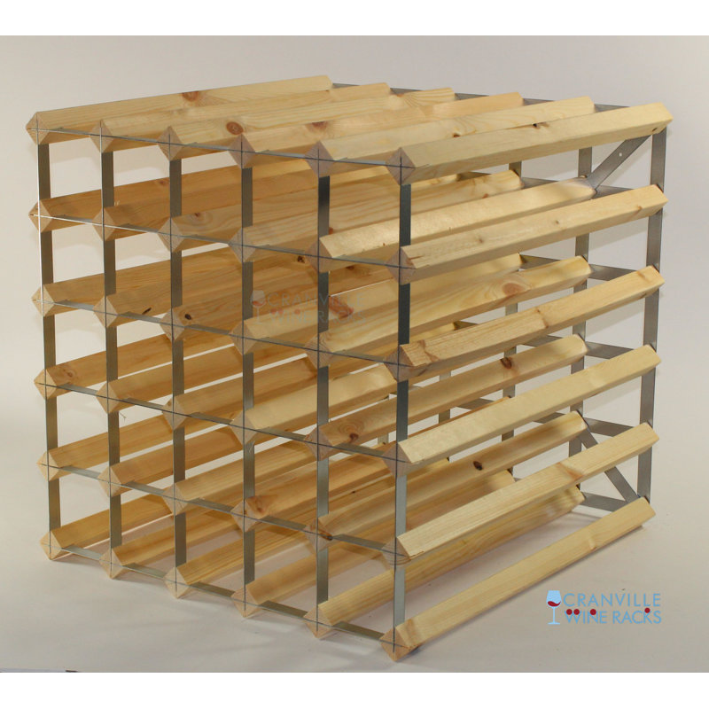 60 Bottle Floor Wine Bottle Rack, Natural Pine