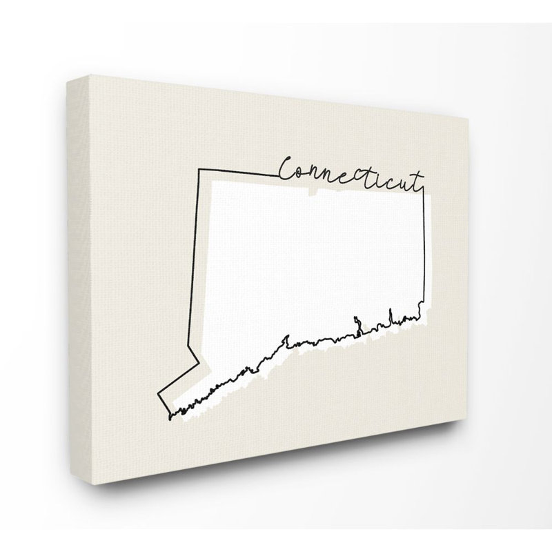 «Connecticut Home State Map Neutral Design», impression sur toile, Toile tendue, H 16 po x l 20 po x P 1,5 po