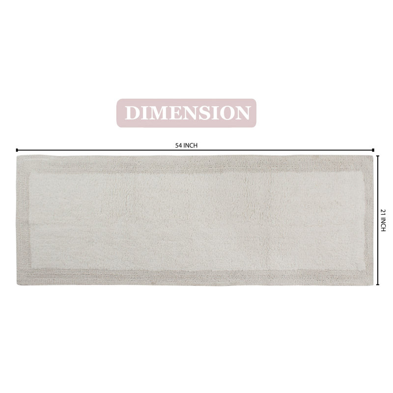 Bruss Luxury Solid Color Bath Rug Reversible, Ivory, 21" W x 54" L