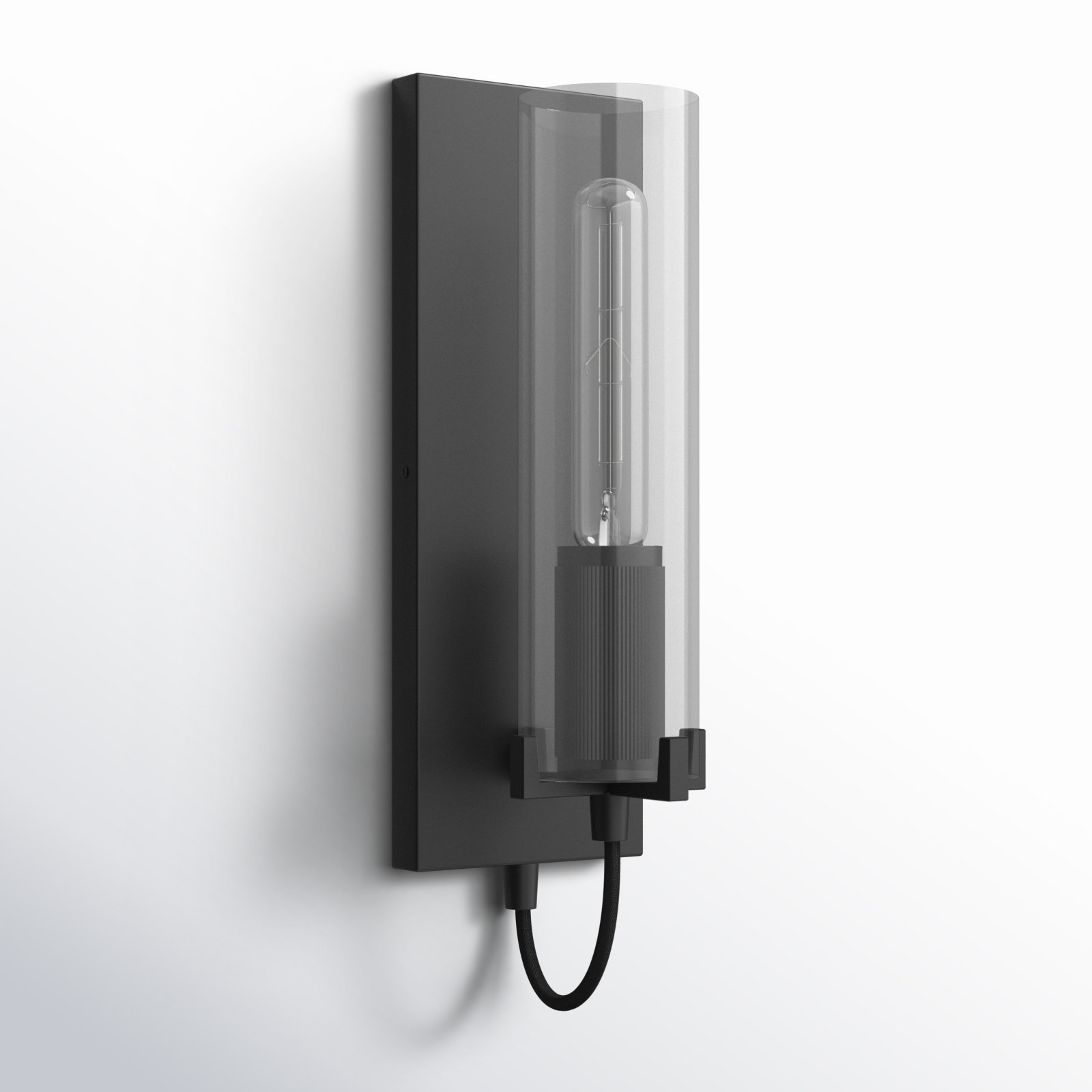 Cala Single Light Glass Dimmable Armed Sconce, Black