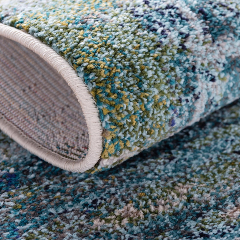 Keimar Washable Abstract Indoor Rug, Round 6'1"