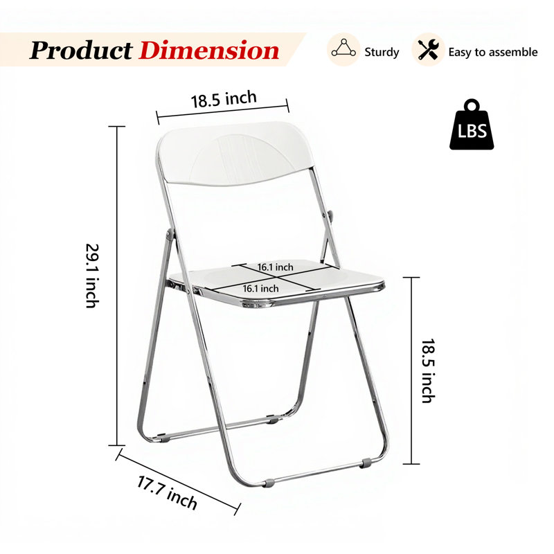 XUEGW - Ensemble de 6 chaises de salle à manger pliables en acrylique empilables avec structure de charge stable, blanc