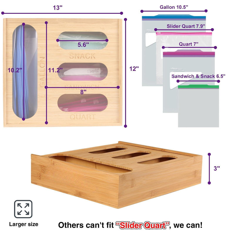 Organisateur de sac pour tiroir compatible avec le sac de rangement Ziplock