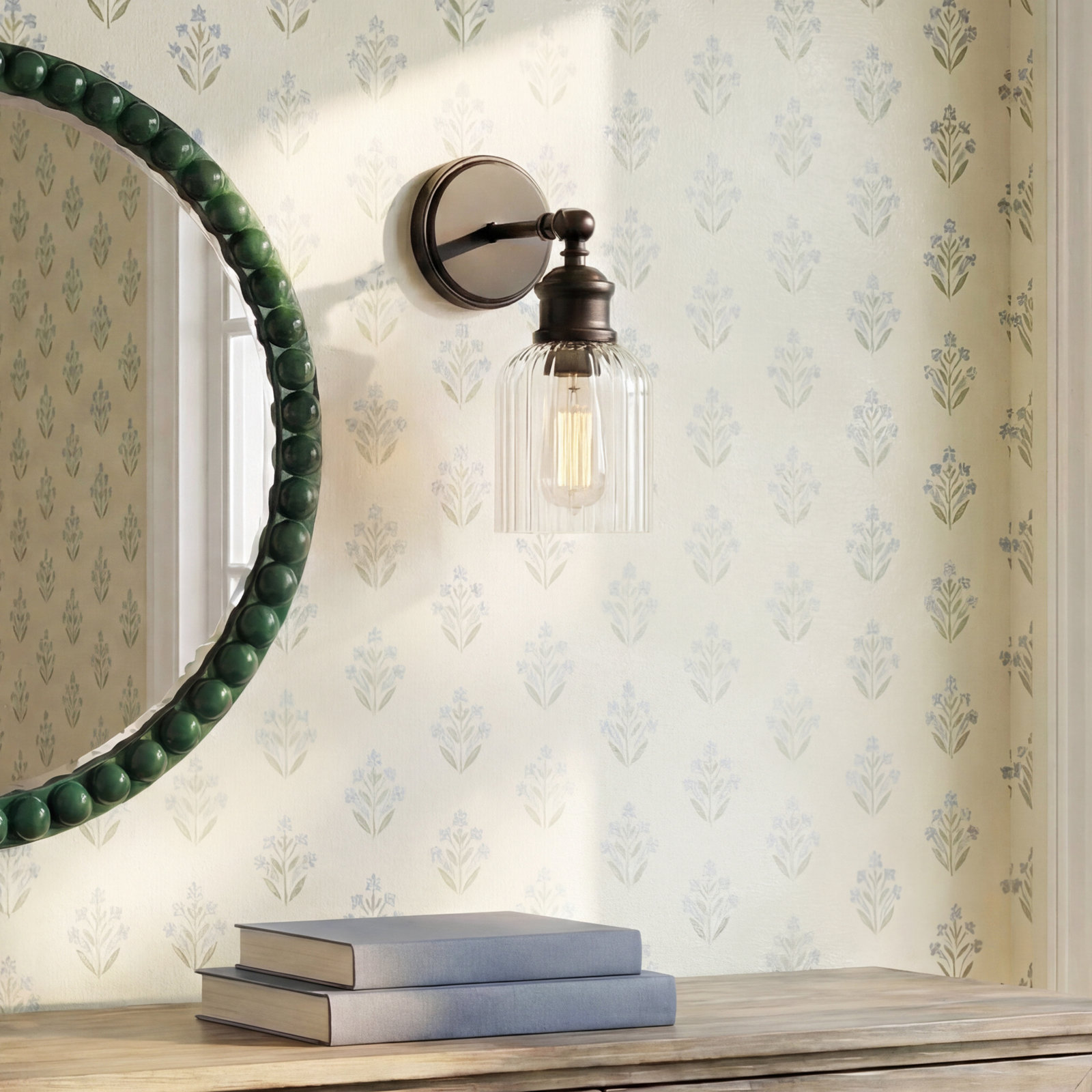 Ria Single Light Dimmable Armed Sconce, Black