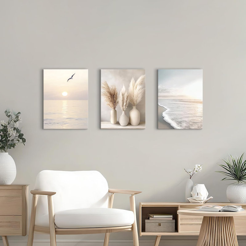 3 Piece Single Picture Frame Wall Art on Canvas